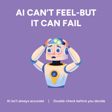 Vector art of ai fallibility a robots frustration highlights the importance of doublechecking ai accuracy and the limitations of artificial intelligence artificial intelligence post