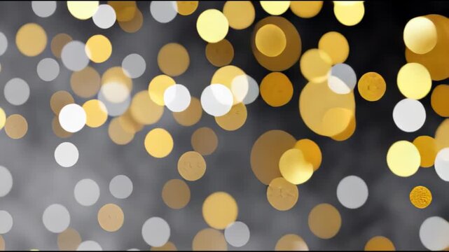 Gold bokeh glitter silver sparkle blur background abstract light festive luxury design golden confetti gray smoke celebration mood wave of shimmering