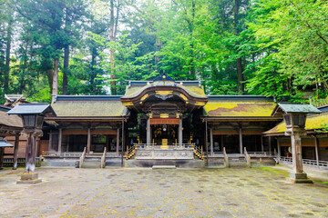 初夏の諏訪大社 上社 本宮　長野県諏訪市　Suwa Taisha Shrine in early summer. Kamisha. Main shrine. Nagano Pref, Suwa City.
