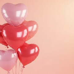 Valentine's day podium with pink hearts and balloons