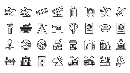 Collection of Travel and Transportation Icons.
