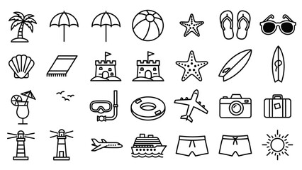 Collection of Travel and Vacation Icons.