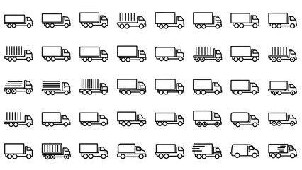 Collection of Truck Icons in Various Styles.