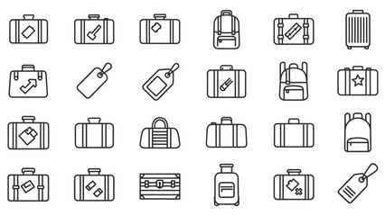 Collection of Simple Luggage Icons Outlined.