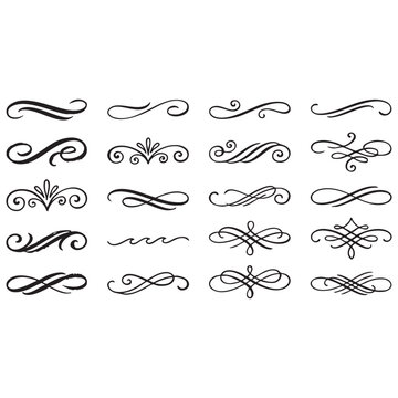 Elegant Swirls Flourishes Decorative Ornaments and Vignettes Vector Design Elements for Classic Typography Layouts and Stationery Design Elements Vector Illustration