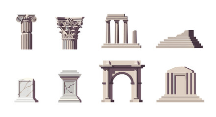 Naklejka premium Set of ancient greek and roman architectural elements in classic style