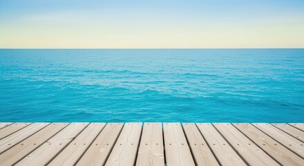 Obraz premium Serene ocean view from a wooden dock