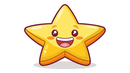 Fototapeta premium Very beautiful simple smiling star character illustration on a white background, created with minimal flat shapes for children fashion and playful bedtime t-shirt designs. 
