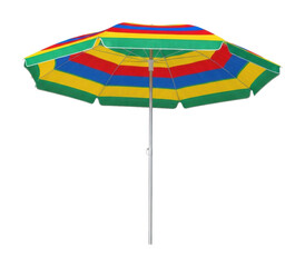 Obraz premium Colorful beach umbrella shoreline photography summer side view isolated on transparent background