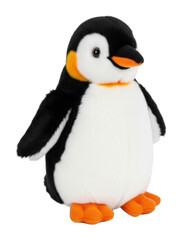 Cute penguin plush toy indoor setting adorable stuffed animal isolated on transparent background