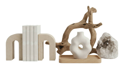 Artistic display of modern decorative objects home still life indoor isolated on transparent background