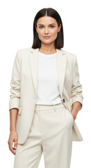 Professional woman in business attire - studio fashion photography isolated on transparent background