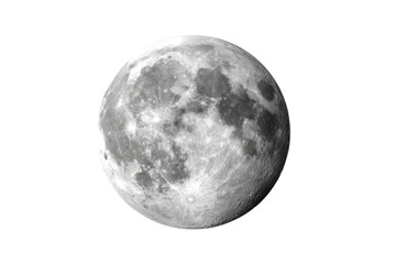 Naklejka premium Detailed Grayscale Full Moon with Visible Craters and Lunar Surface Texture fullmoon blackandwhite, Isolated On Transparent Background, Png Cut Out