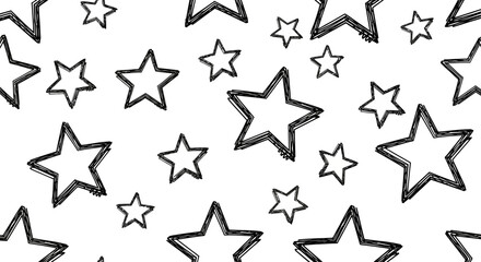 Obraz premium Artistic Sketch of Stars, Creative Design, Digital Art, Black and White, Cozy Atmosphere, Abstract View, Imagination and Dreams