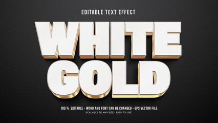 white gold editable text effect 3d premium vector