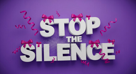 Fototapeta premium Stop the silence campaign with purple background