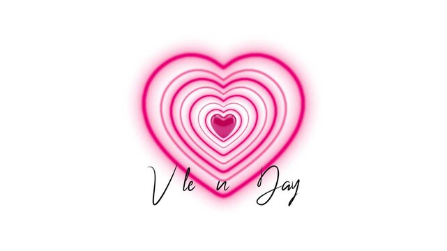 Pink heart on white background valentines day animation