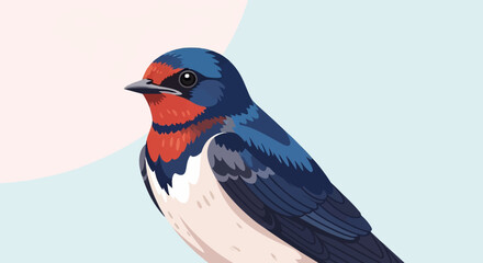 Fototapeta premium Stylized illustration of a barn swallow in profile, facing left