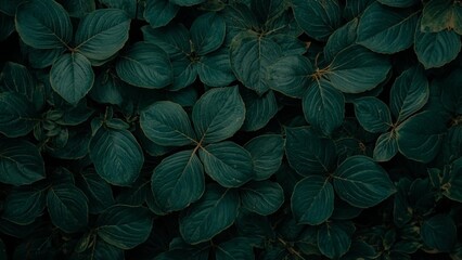 Dark green leaf texture background