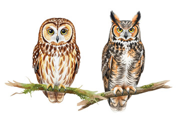 Fototapeta premium great horned owl perched on branch