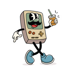 Mascot Illustration Design Classic Console Vintage Style