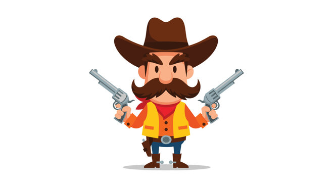 Wild west adventure awaits with this cartoon cowboy gunslinger, perfect for games, branding, and designs that need a touch of playful, rugged charm