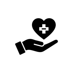 Obraz premium Healthcare Support Hand Holding Heart Medical Icon