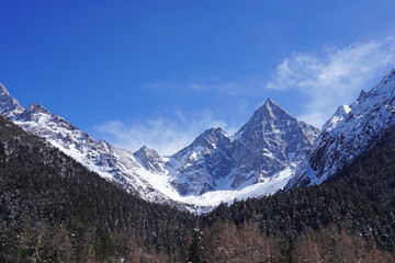 Obraz premium Bipenggou Valley (Bipenggou National Park) is a natural reserve located in northern Sichuan, China