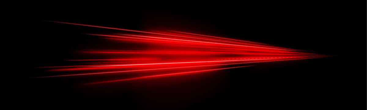 Neon red laser streaks curve along urban roads. Motion trails, glowing wave energy, and swirling lines depict futuristic traffic dynamics. Vector illustration PNG.	