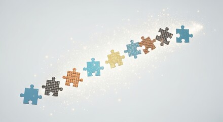 Conceptual Jigsaw Puzzle of Dissolving Connection, Clarity and Insight in Soft Pastel Colors