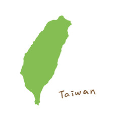 Cute hand-drawn colored pencil illustration of Taiwan map and Asian travel.