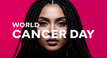 A powerful image for world cancer day featuring a woman with braided hair