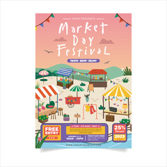 Market Day Food and Craft Fair Illustration with Authentic Event