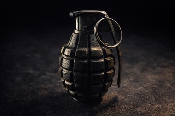 Naklejka premium Grenade on dark surface