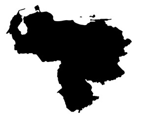 Vector map of Venezuela, a country in South America. Detailed black silhouette, isolated on white background.