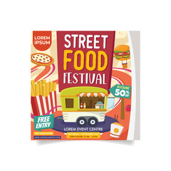 Street Food Festival Design With Illustration