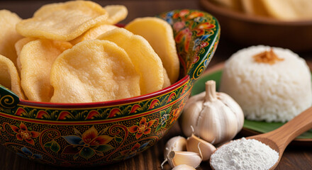 Fototapeta premium Rice crackers indonesia food (kerupuk legendar)
