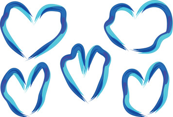 bright blue curved creative pattern abstract hearts