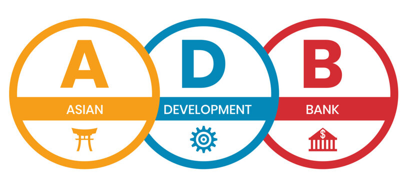 ADB - Asian Development Bank acronym. business concept background. vector illustration concept with keywords and icons. lettering illustration with icons for web banner, flyer, landing page