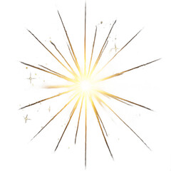 Fototapeta premium Golden burst of light with sparkling particles, representing a bright idea, celebration, or a magical effect.