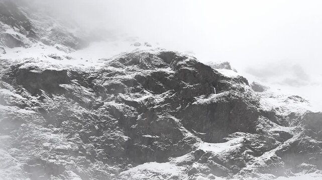 Mists and clouds wrapped the Pennine Alps, Gran Paradiso national park landscape