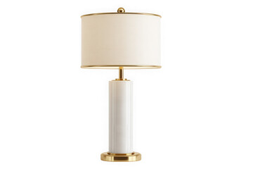 Elegant white table lamp with gold accents isolated on transparent background