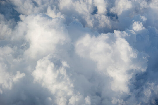 Aerial view of puffy cumulus clouds