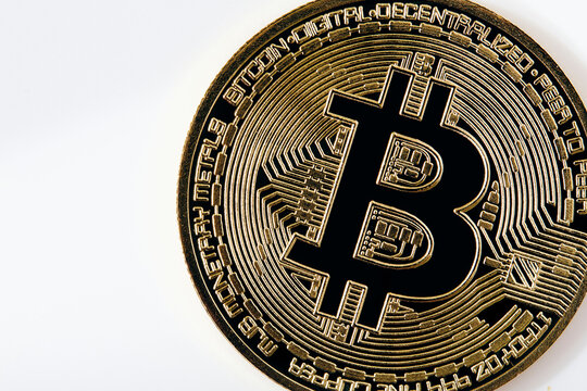 Studio shot of Bitcoin on white background