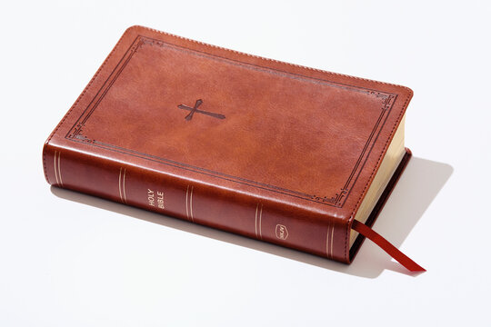 Studio shot of old bible on white background