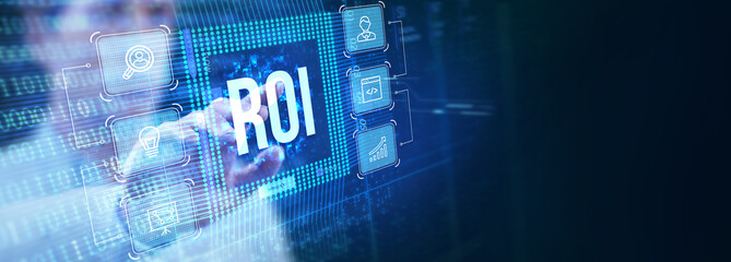ROI Return on investment financial growth concept. Business, Technology, Internet and network concept.