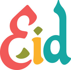 Colorful Eid lettering design with modern Islamic festive typography for Ramadan Kareem
