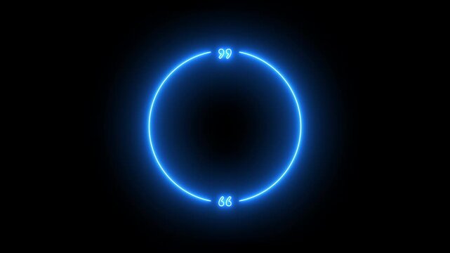 circle animation with quotation mark on transparent background. glowing circle motion animation. digital elements circle icon. smooth neon glowing video with alpha channel in 4k.
