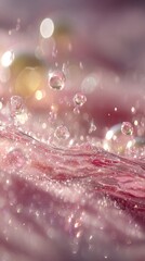 Pink Abstract Water Drops On Surface