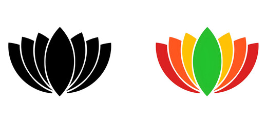 Lotus Flower Logo Symbol in Black and Multicolor Design on white background 
